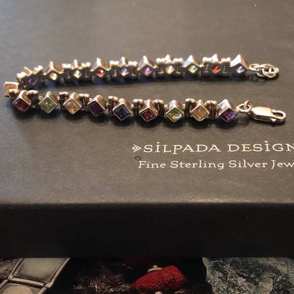 Rare Vintage Silpada Sterling Silver Semi-Precious Stone Tennis Bracelet B0948 - Picture 8 of 12